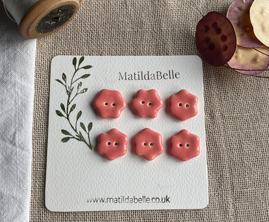 Flower Buttons pretty pink 20mm set of 6