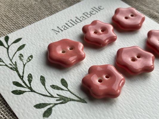Flower Buttons pretty pink 20mm set of 6