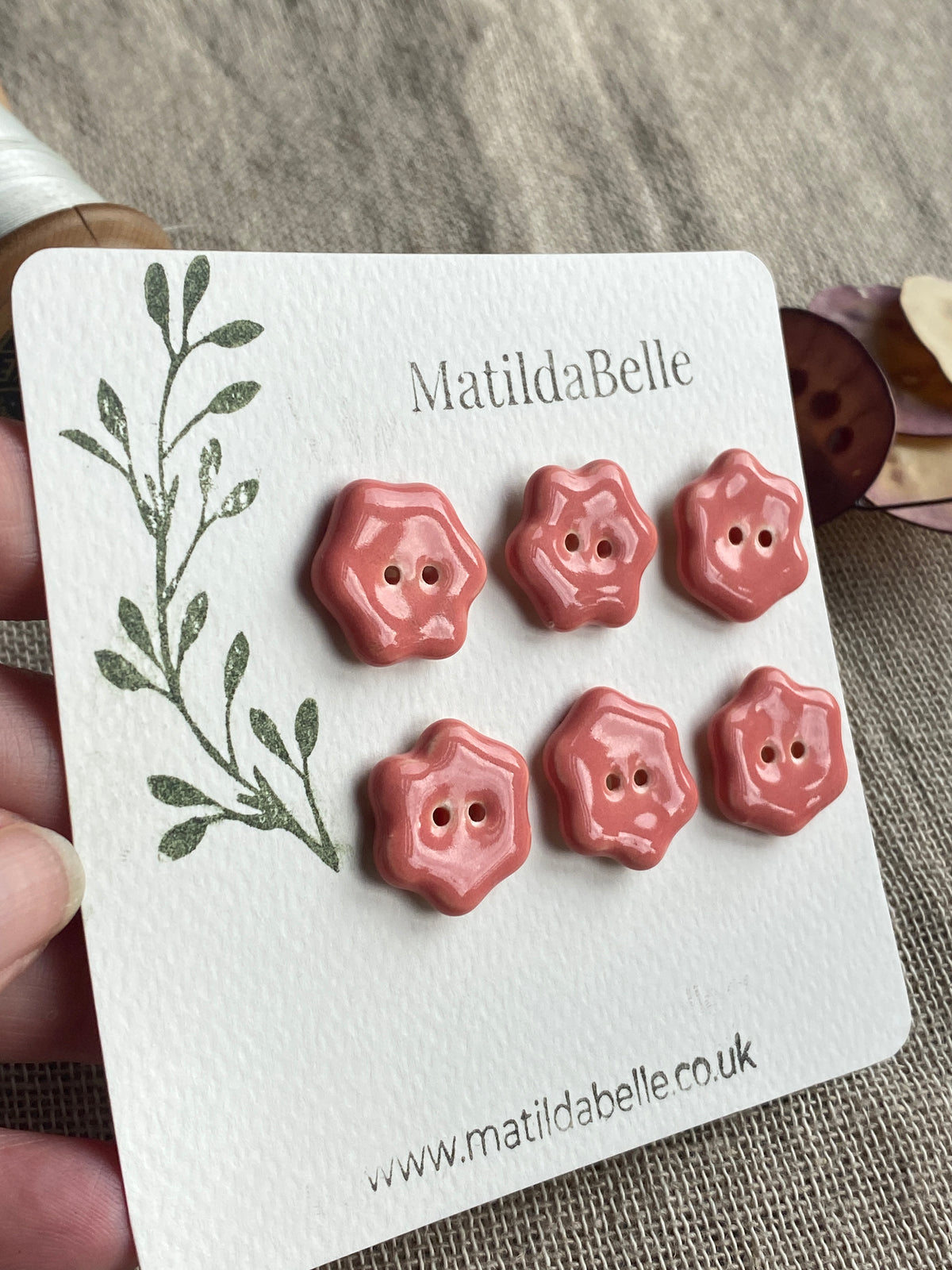 Flower Buttons pretty pink 20mm set of 6