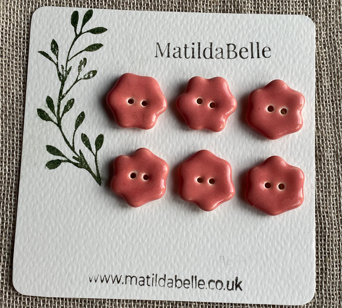 Flower Buttons pretty pink 20mm set of 6