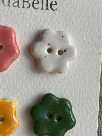Mixed Flower Ceramic Buttons, 20mm Set of 6
