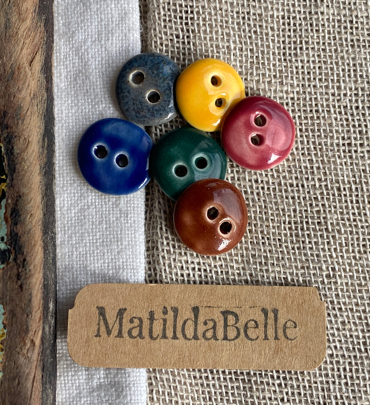 Rustic Organic Shape Ceramic Buttons, Set of 6, 15mm