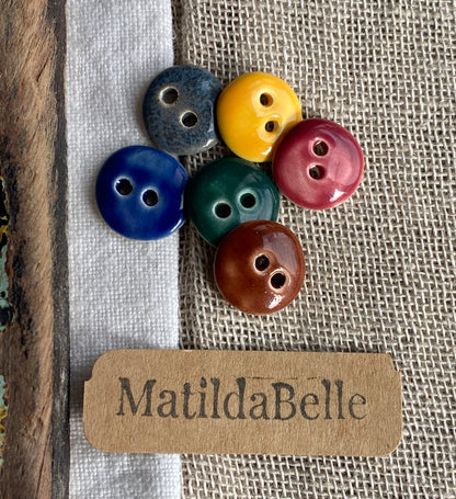 Rustic Organic Shape Ceramic Buttons, Set of 6, 15mm