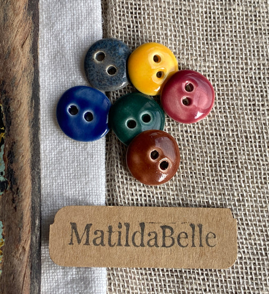 Rustic Organic Shape Ceramic Buttons, Set of 6, 15mm