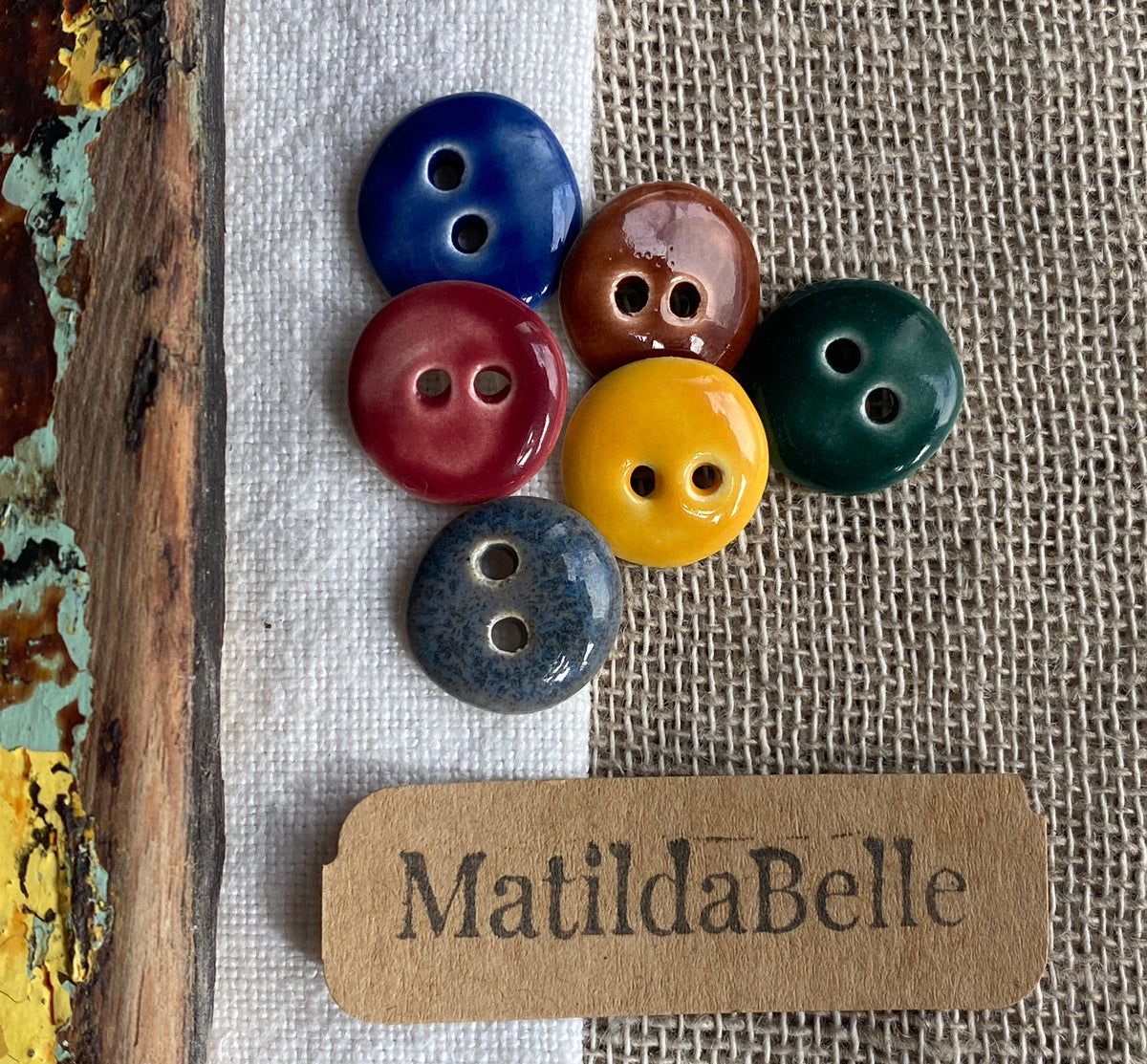 Rustic Organic Shape Ceramic Buttons, Set of 6, 15mm