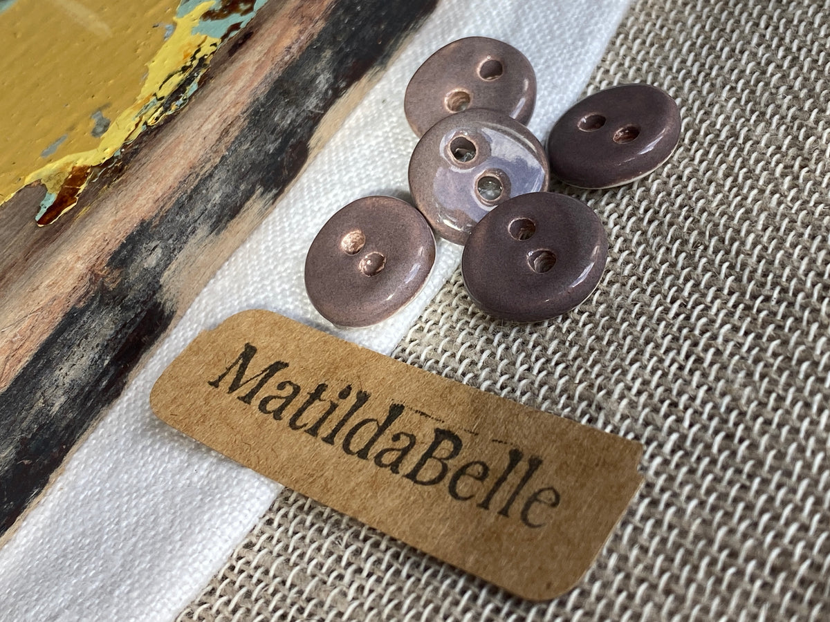 Handmade Ceramic Buttons Set of 5, 14mm Chocolate