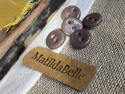 Handmade Ceramic Buttons Set of 5, 14mm Chocolate