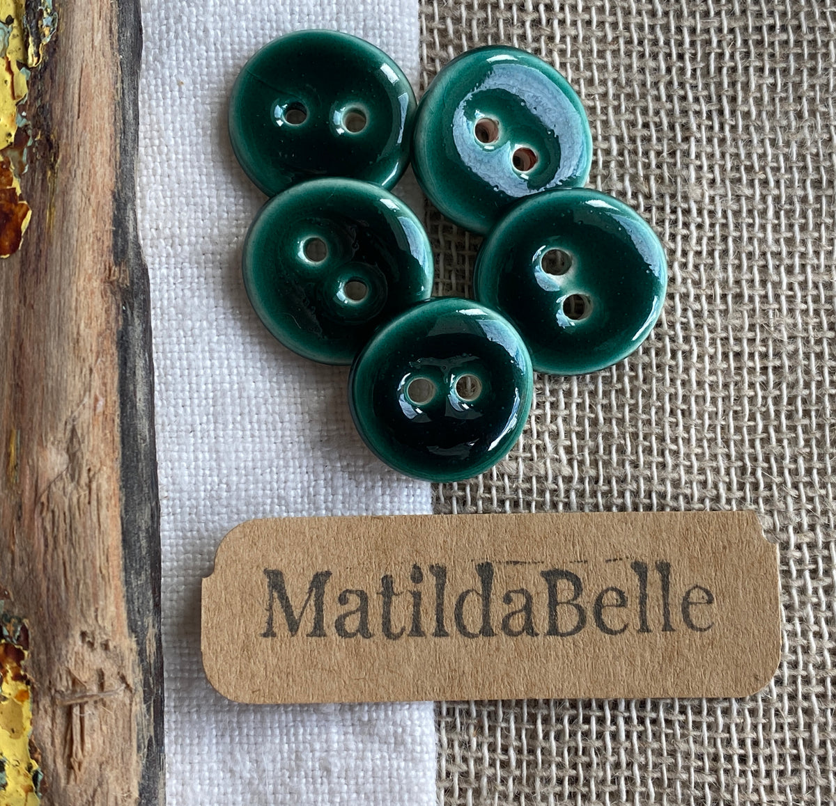 Handmade Ceramic Buttons, Choice of Amber, Green or Lava, 17mm Set of 5