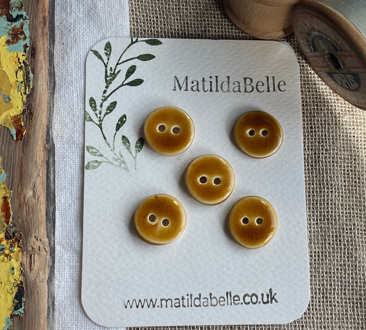Handmade Ceramic Buttons, Choice of Amber, Green or Lava, 17mm Set of 5