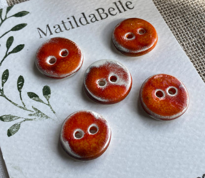 Handmade Ceramic Buttons, Choice of Amber, Green or Lava, 17mm Set of 5