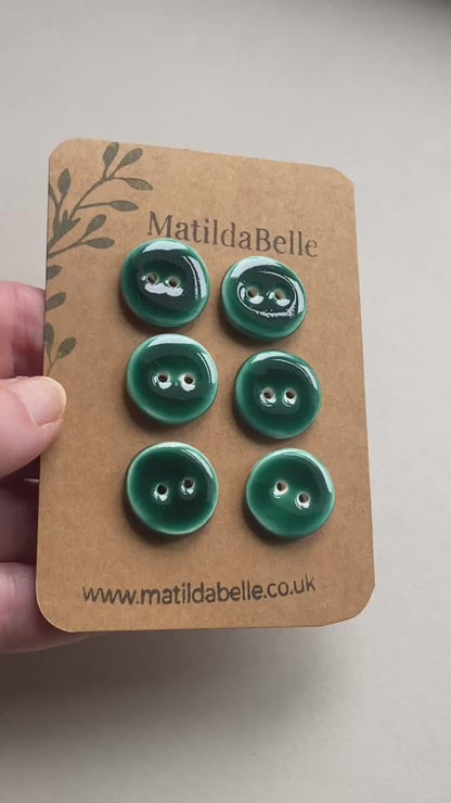 20mm Buttons set of 6, 20mm rounds glossy green