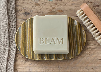 Handmade Pottery Soap Dish rippled,  Honey