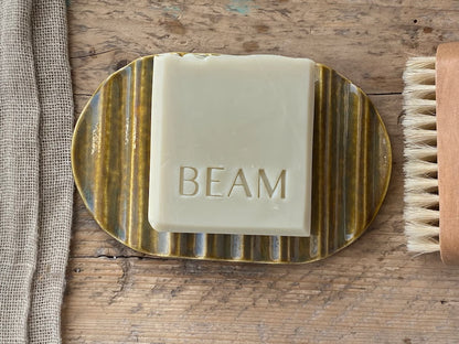 Handmade Pottery Soap Dish rippled,  Honey