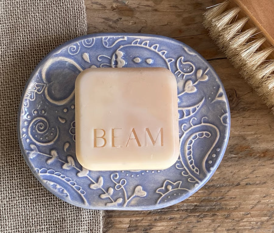 Handmade Ceramic Blue Paisley Soap Dish