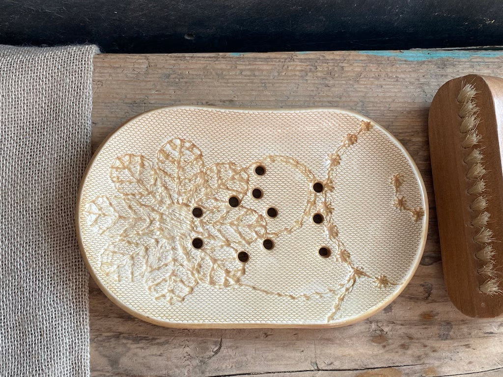 Handmade Ceramic Large Soap Dish Ochre