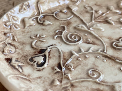 Handmade Ceramic Trinket Tray Oval Vintage style Cottage Core