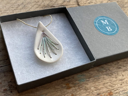 Handmade Ceramic Pendant Necklace Teardrop