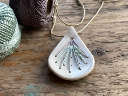 Handmade Ceramic Pendant Necklace Teardrop