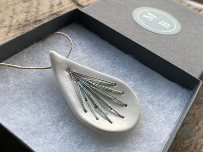Handmade Ceramic Pendant Necklace Teardrop