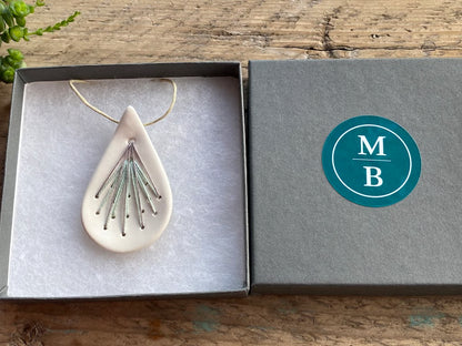 Handmade Ceramic Pendant Necklace Teardrop