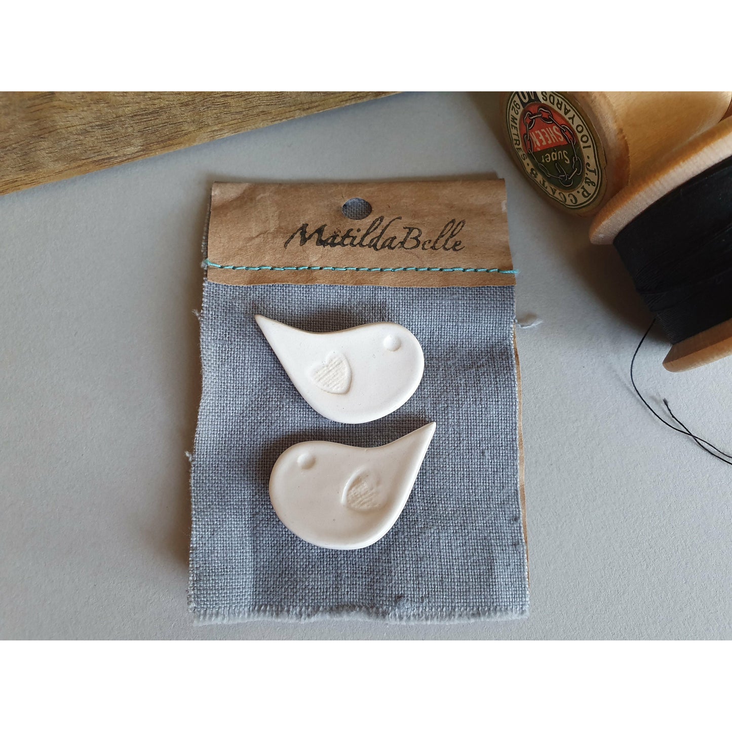 Unusual Handmade Ceramic Birdy Buttons