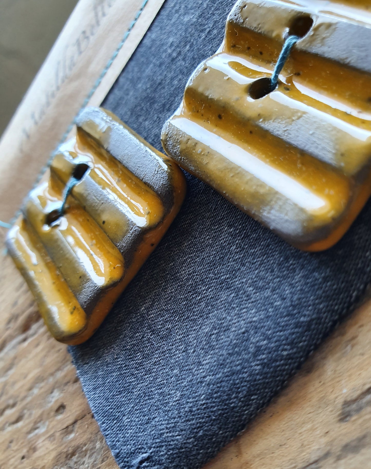 Set of Two Unique Square Buttons in Yolky Yellow