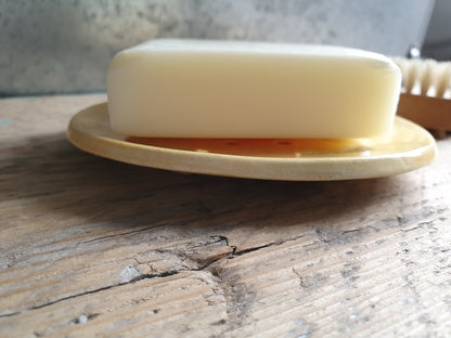 Wakey Wakey Yellow Handmade Oval Ceramic Soap Dish