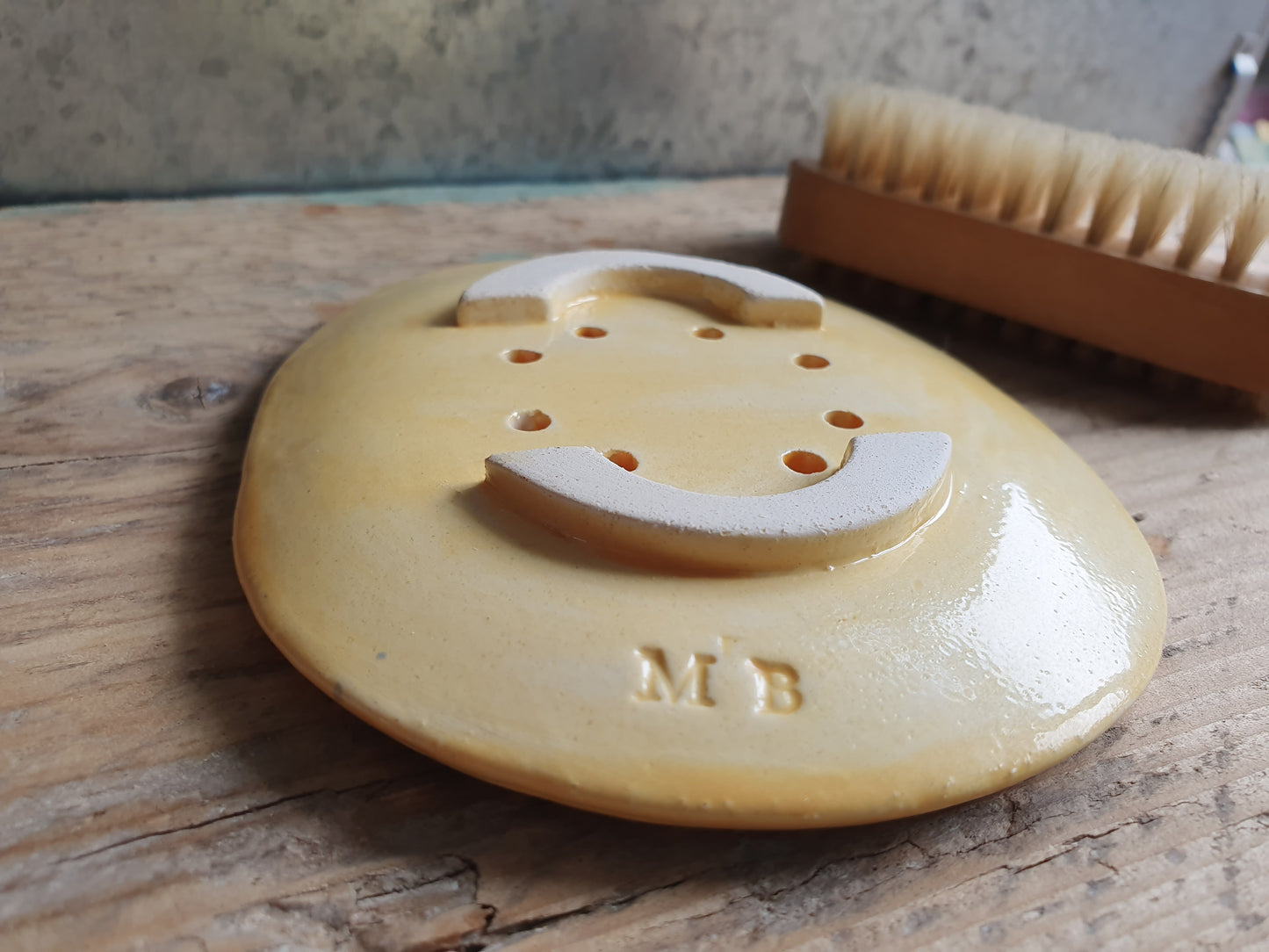 Wakey Wakey Yellow Handmade Oval Ceramic Soap Dish