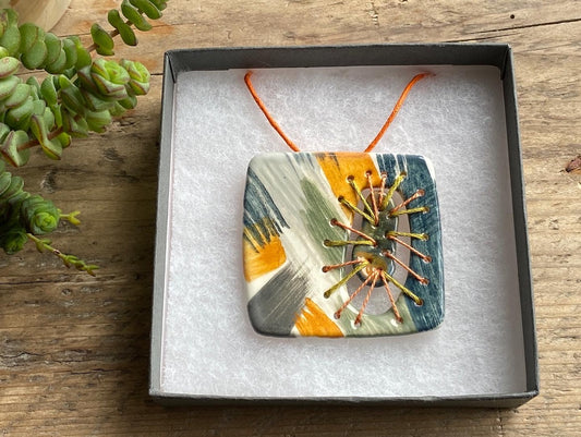 Handmade Ceramic Fragments Statement Pendant