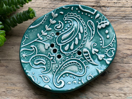 Handmade Ceramic Paisley Soap Dish