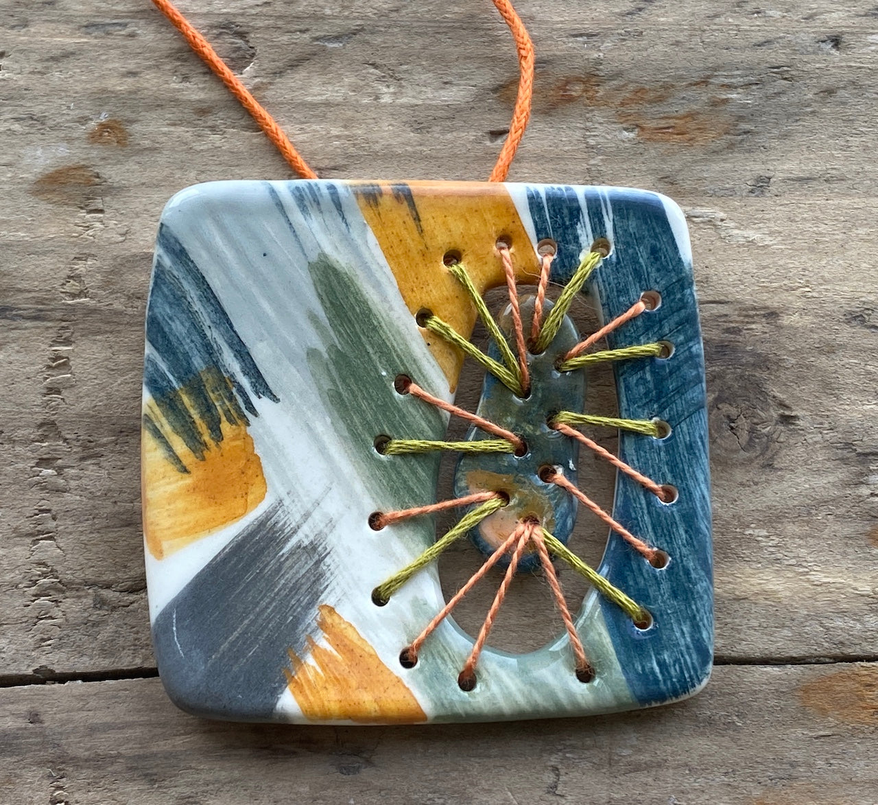 Handmade Ceramic Fragments Statement Pendant