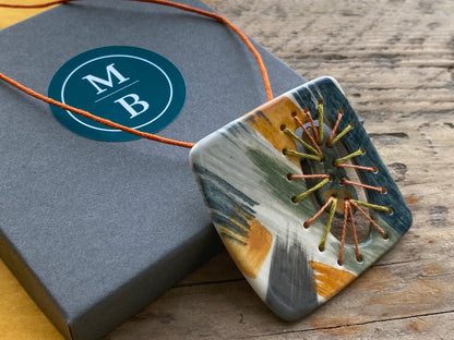 Handmade Ceramic Fragments Statement Pendant