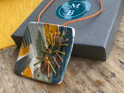 Handmade Ceramic Fragments Statement Pendant