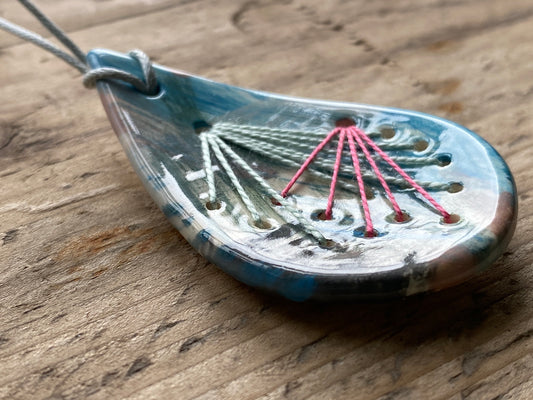 Handmade Ceramic Stitched Pendant