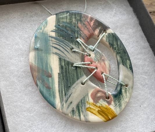 Handmade Ceramic Statement Pendant Stunning colours