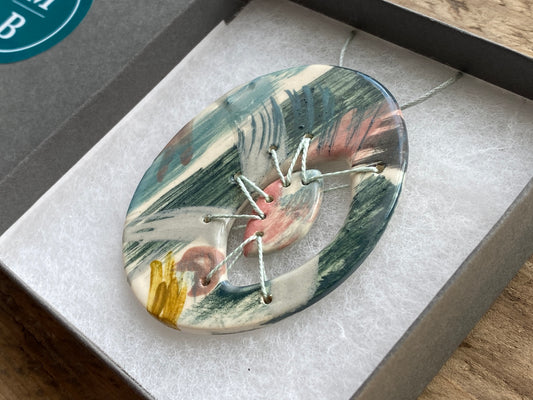 Handmade Ceramic Statement Pendant Stunning colours