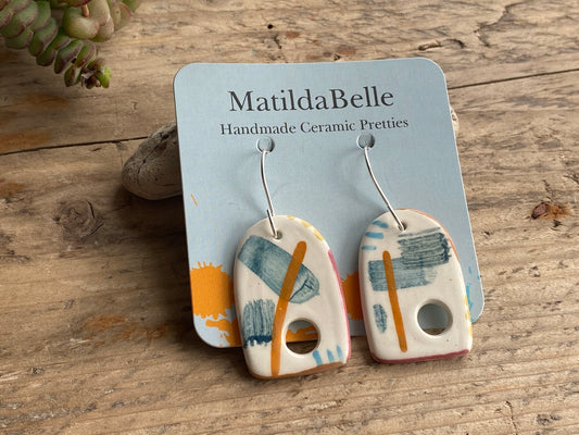 Handmade Ceramic & Silver Drop Earrings