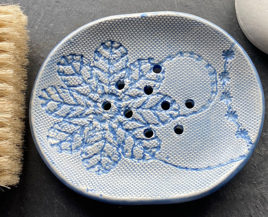 Handmade Blue Ceramic Soap Dish