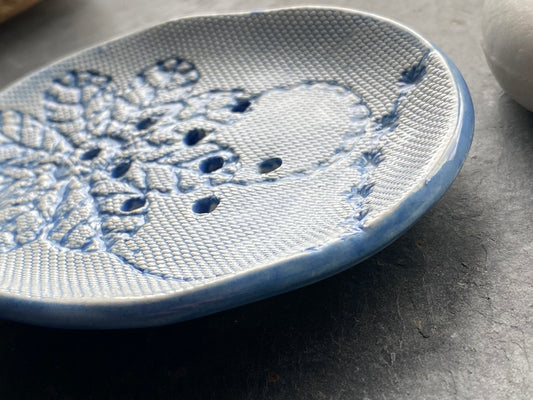 Handmade Blue Ceramic Soap Dish