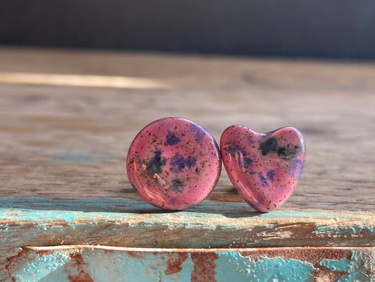 Handmade Ceramic Mismatched Silver Stud Earrings