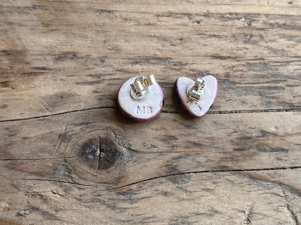 Handmade Ceramic Mismatched Silver Stud Earrings *p&P incl