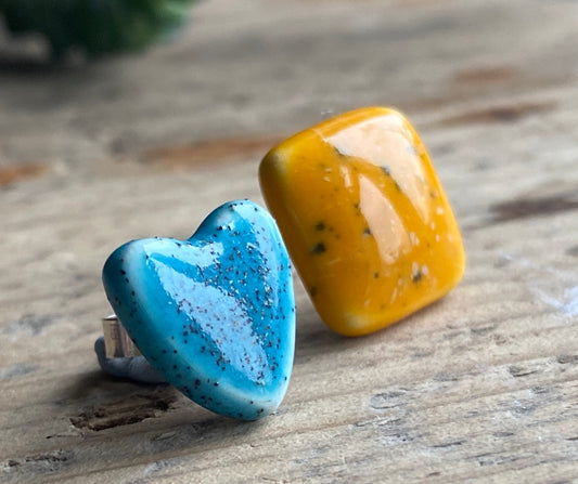 Handmade Ceramic and Silver Stud earrings p&p incl