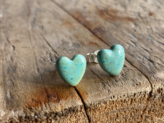 Ceramic Heart & sterling Silver Stud earrings *p&p inlcuded