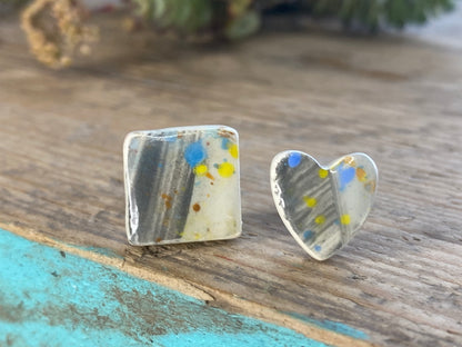 Handmade Mismatched Ceramic Hypoallergenic Stud Earrings