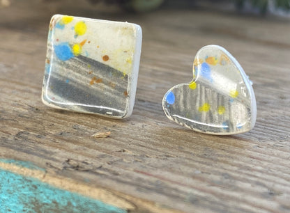 Handmade Mismatched Ceramic Hypoallergenic Stud Earrings