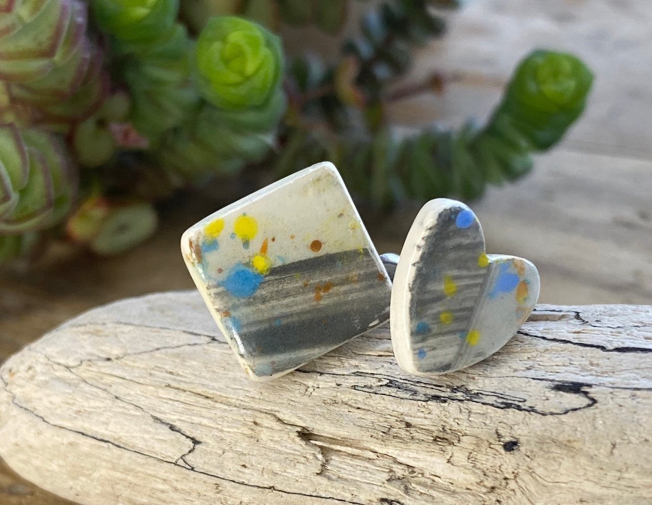 Handmade Mismatched Ceramic Hypoallergenic Stud Earrings