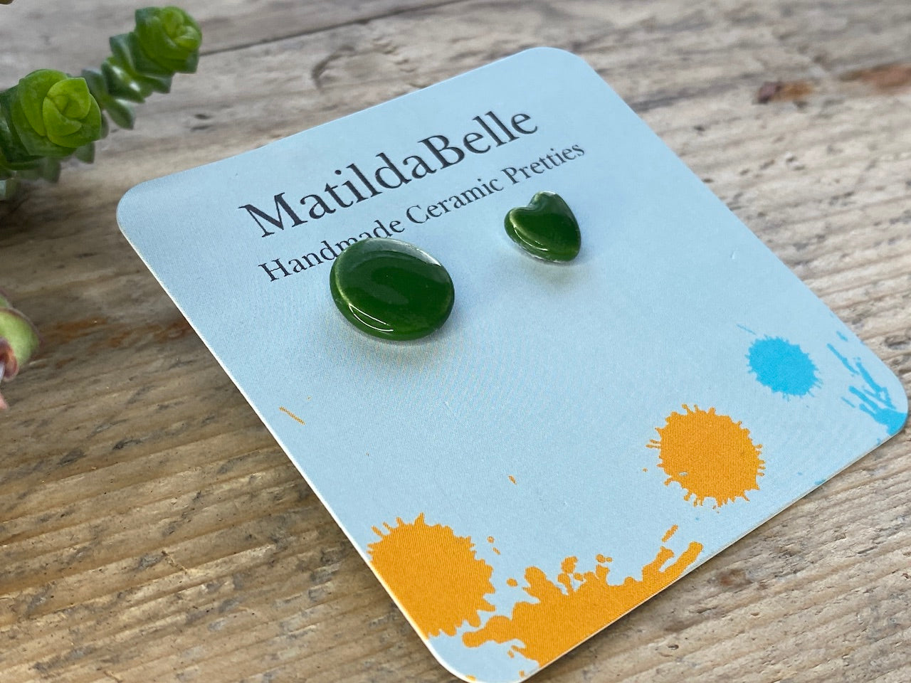 Handmade Ceramic Hypoallergenic Mismatched Stud Earrings